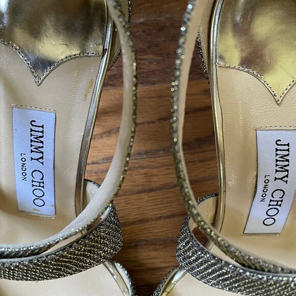 Jimmy Choo Gold/Light Bronze Glitter Sandals, EU 41 - Picture 12 of 16